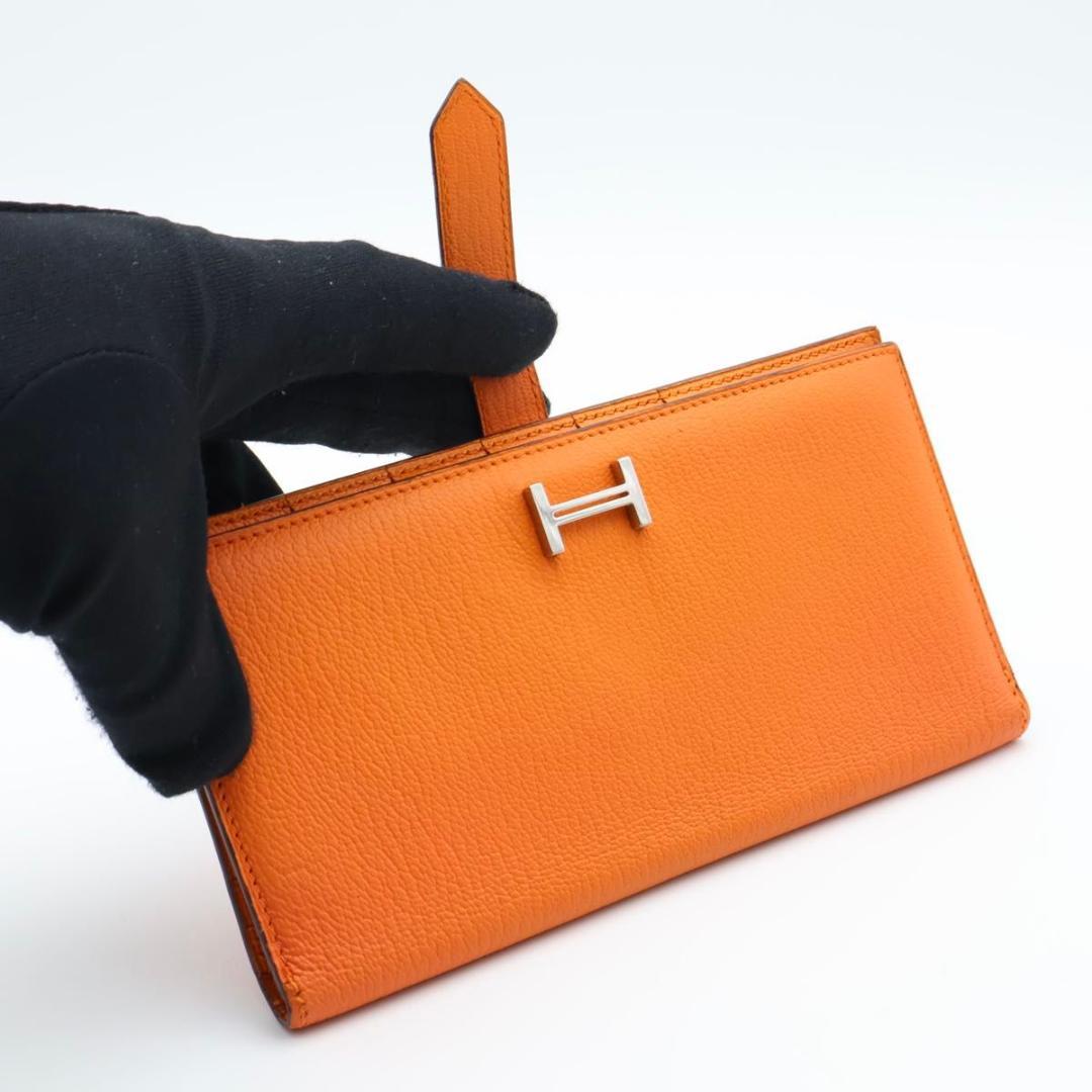 【極美品】HERMES ベアンクラシック シェーブル オレンジ 長財布
