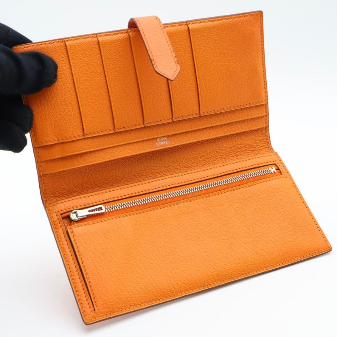 【極美品】HERMES ベアンクラシック シェーブル オレンジ 長財布