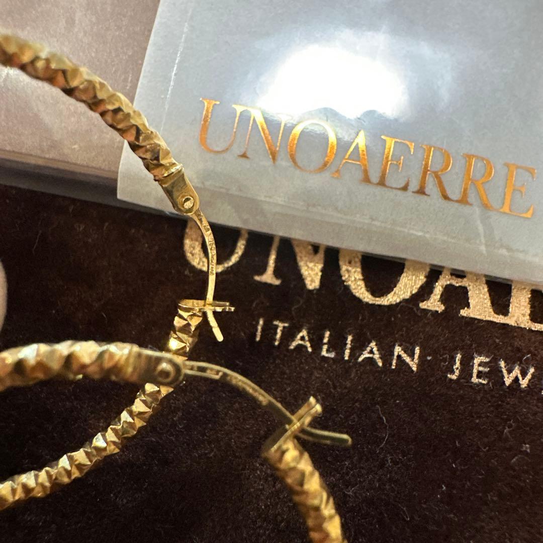 UNOAERRE ゴールド フープピアス　k18