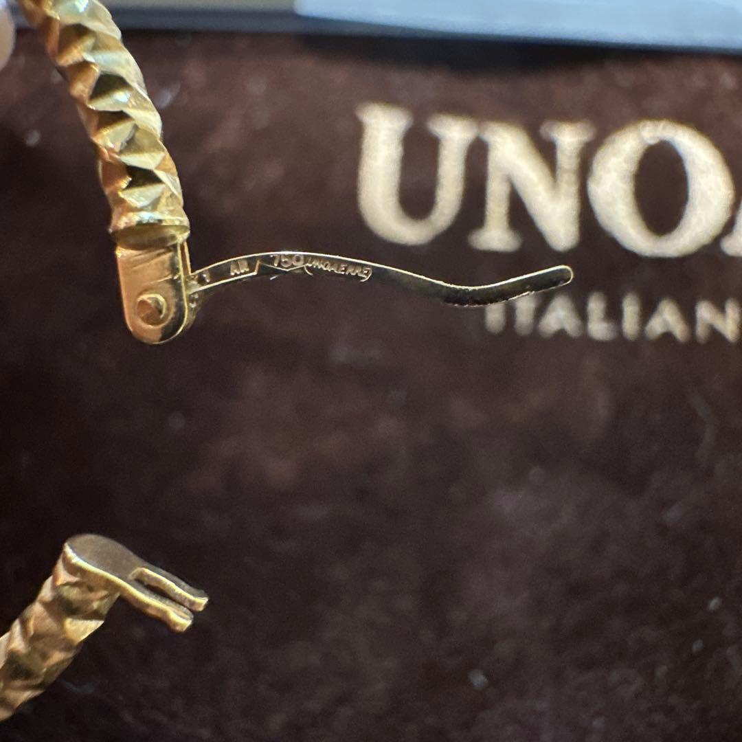 UNOAERRE ゴールド フープピアス　k18