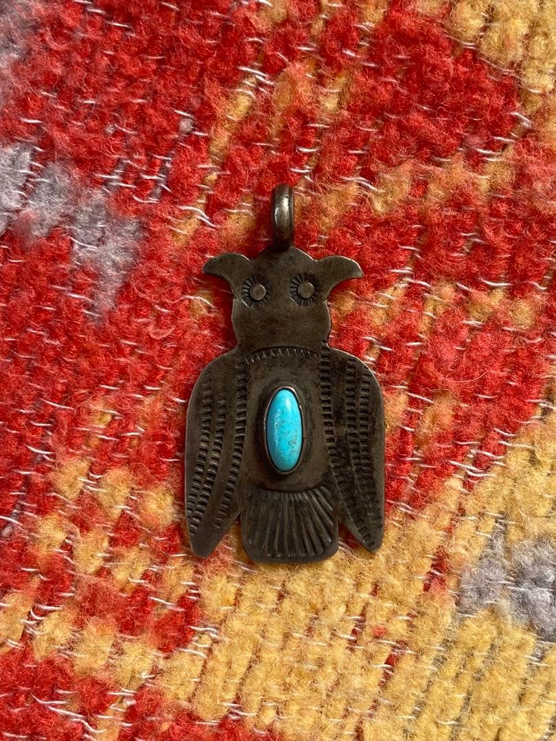 ナバホ フクロウ シルバー ペンダント ターコイズ ネイティブ