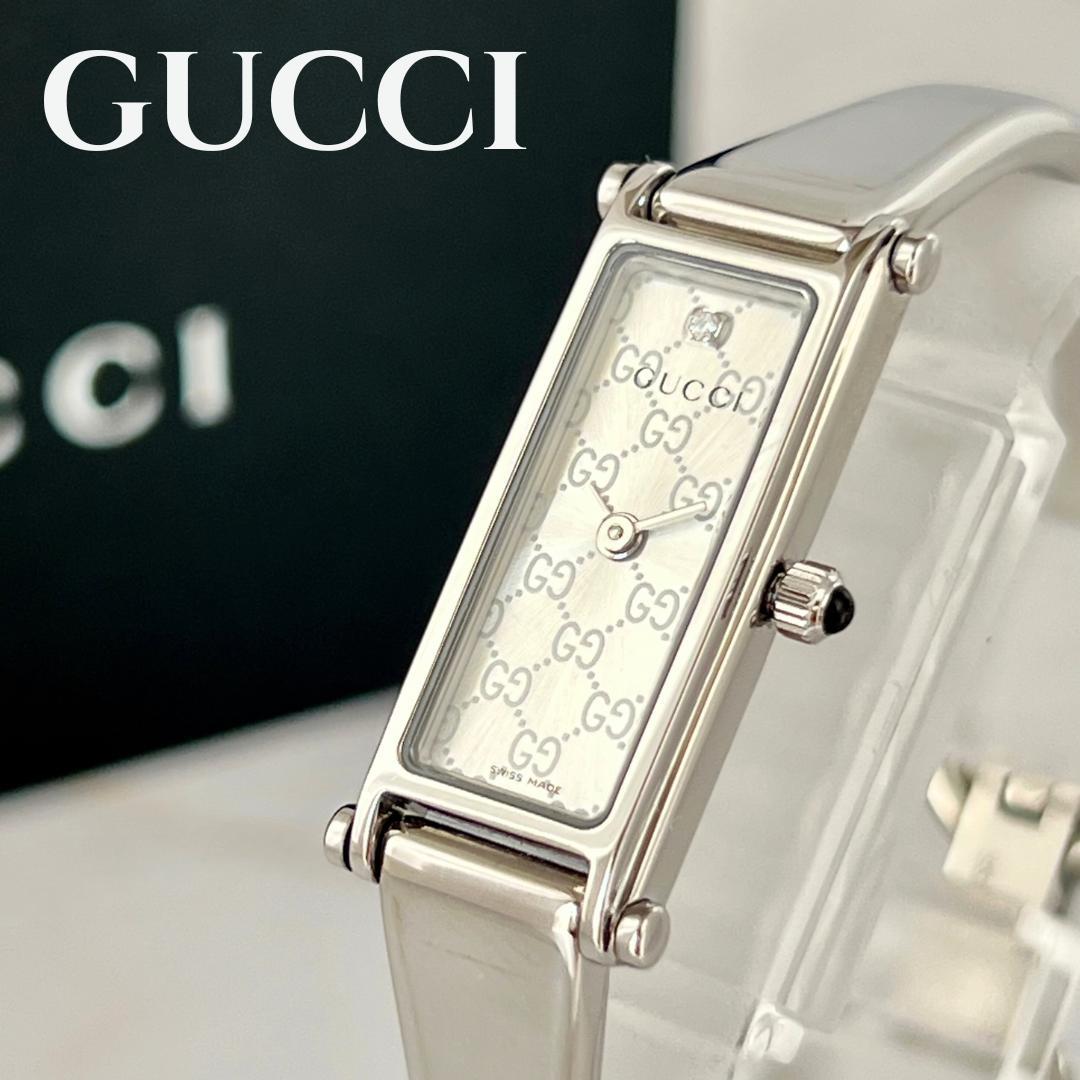 aaa【稼働品】GUCCI グッチ 1500L 1Pダイヤ GG バングル