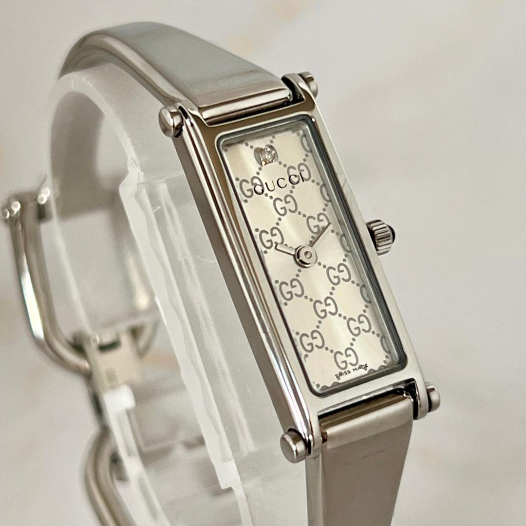 aaa【稼働品】GUCCI グッチ 1500L 1Pダイヤ GG バングル