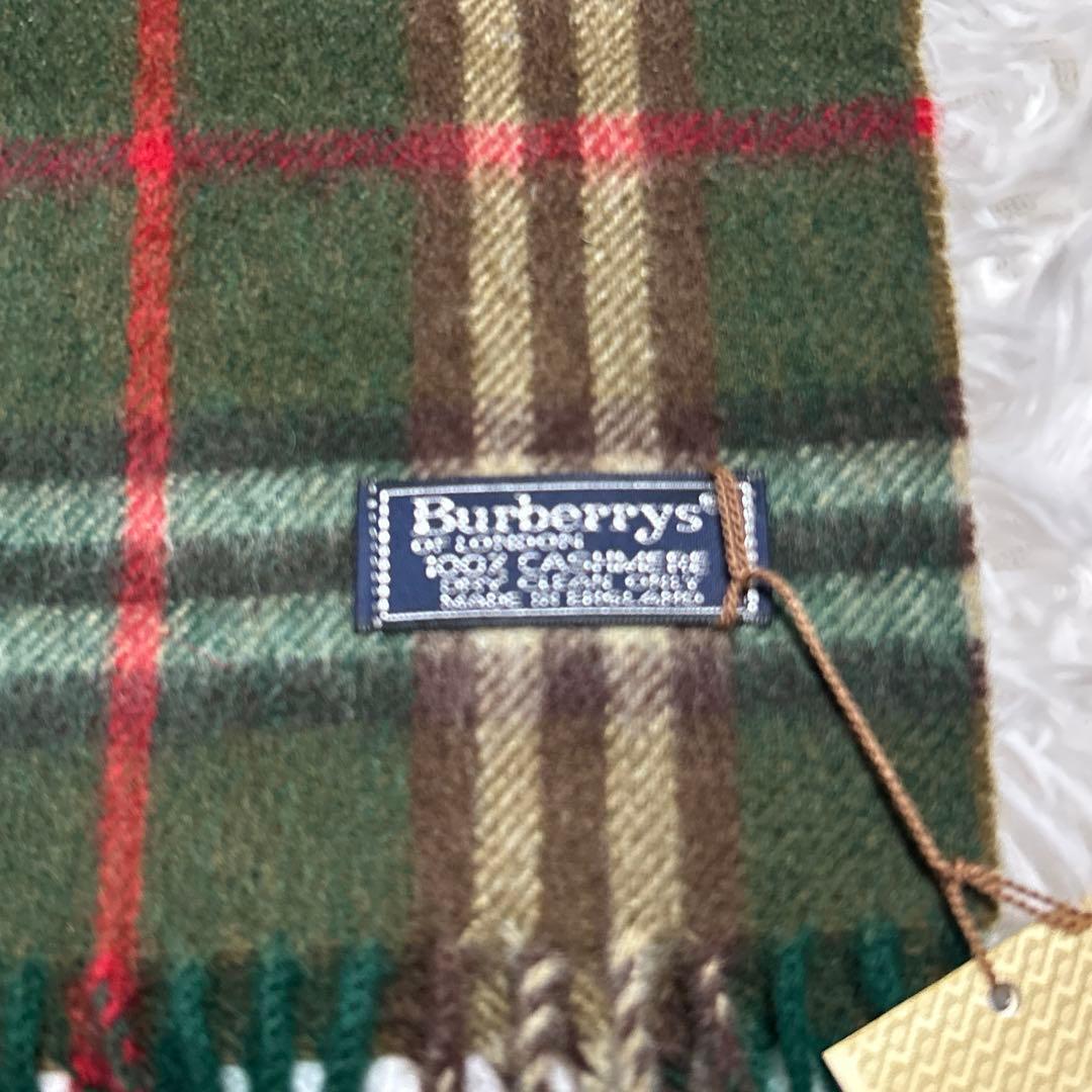 【新品】バーバリーズ　カシミヤ100% マフラー　グリーン系