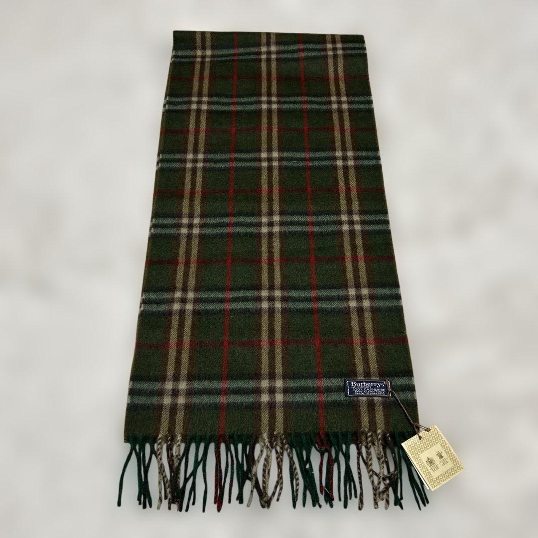 【新品】バーバリーズ　カシミヤ100% マフラー　グリーン系
