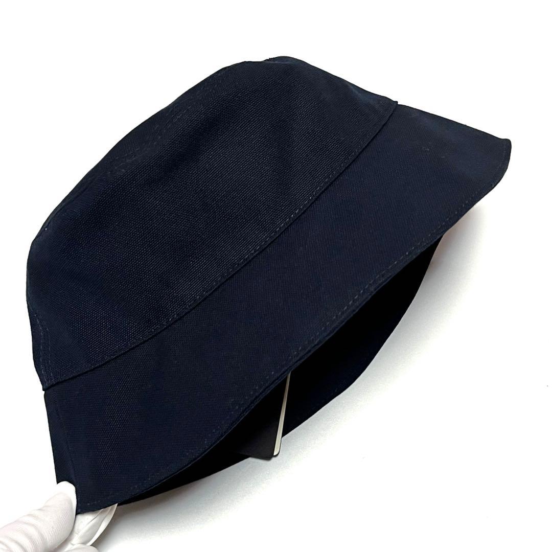 FENDI バケットハット ネイビー ロゴ刺繍パッチ 帽子 美品 未使用 タグ付