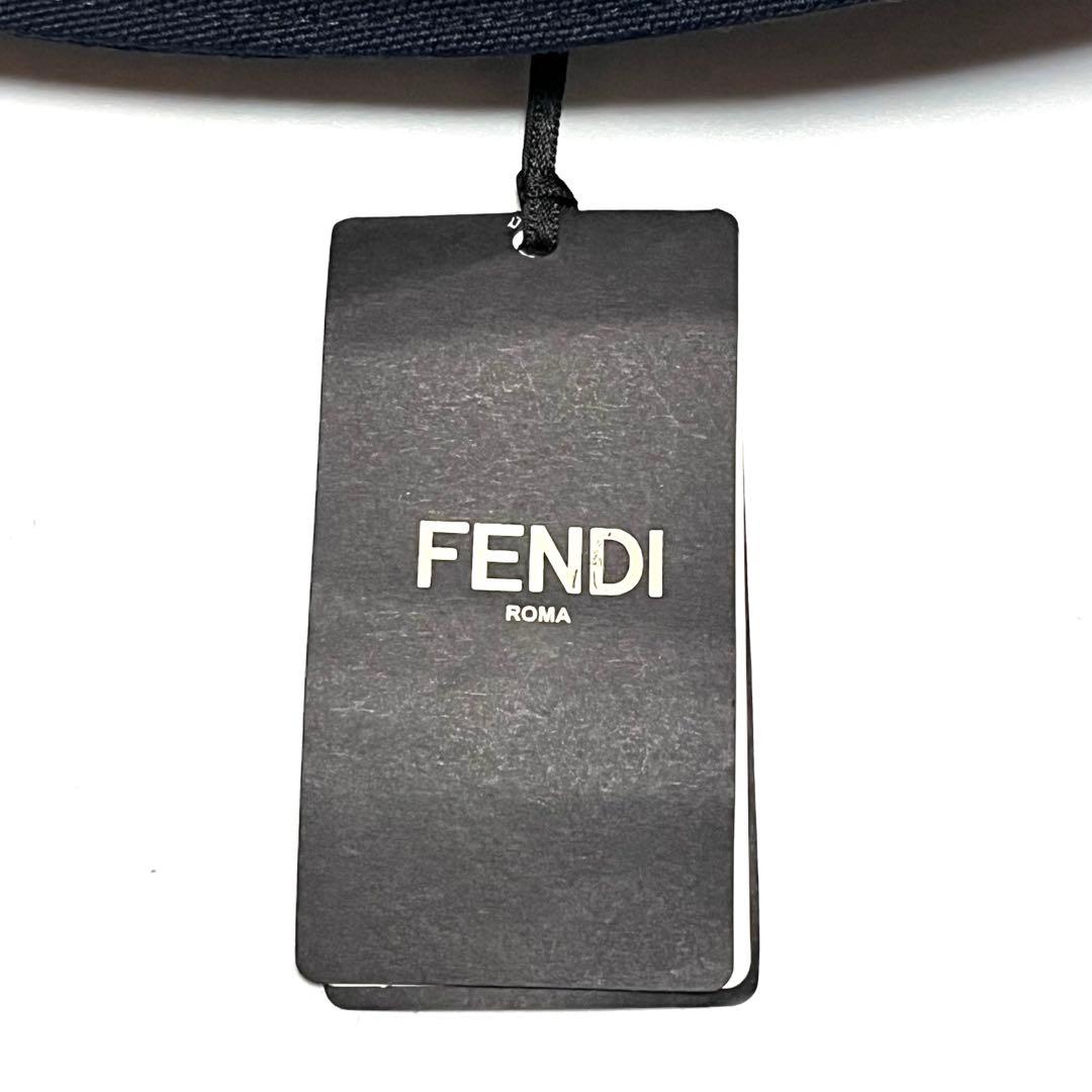 FENDI バケットハット ネイビー ロゴ刺繍パッチ 帽子 美品 未使用 タグ付
