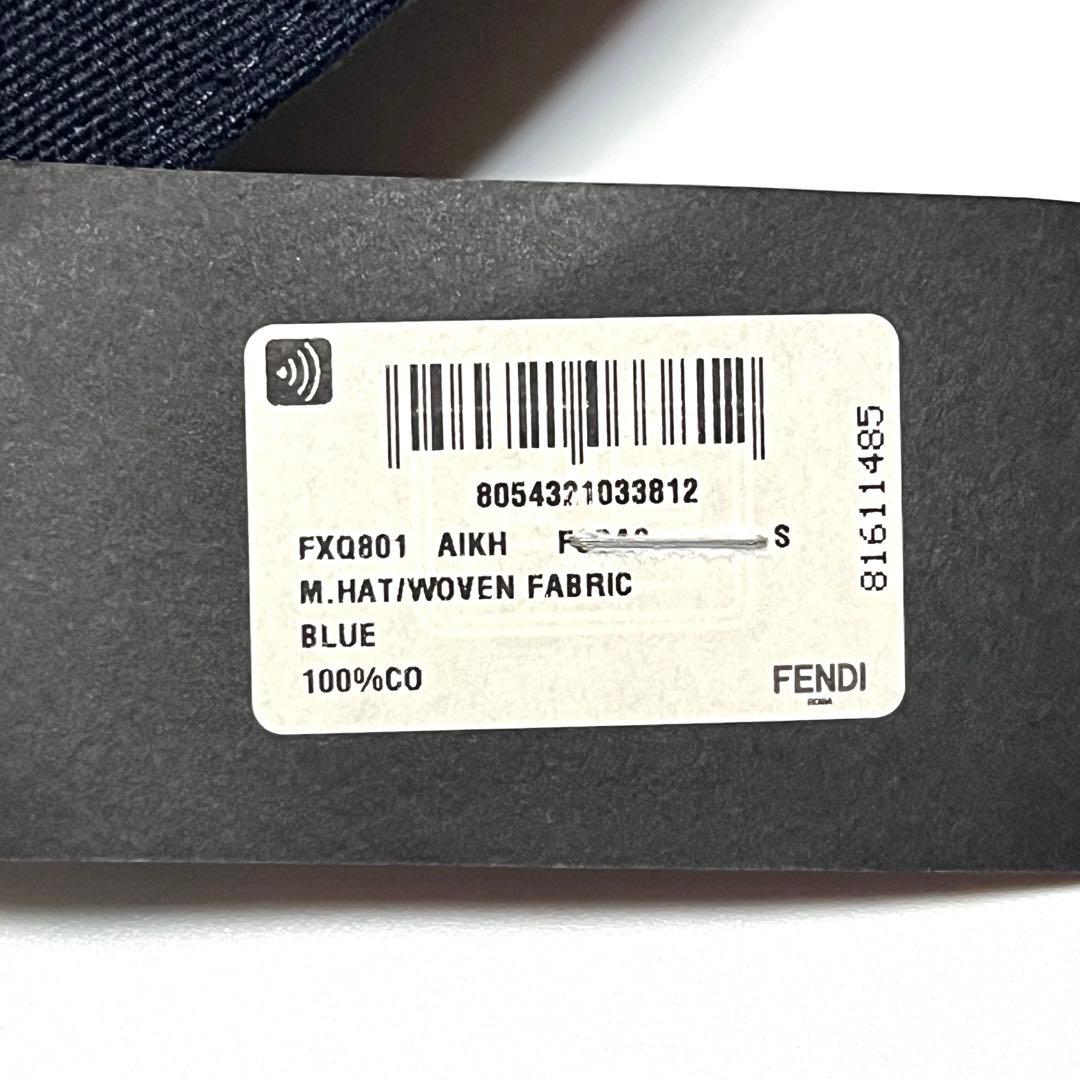 FENDI バケットハット ネイビー ロゴ刺繍パッチ 帽子 美品 未使用 タグ付