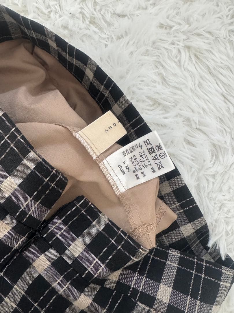 スカート andmary Coco check pleats skirt M