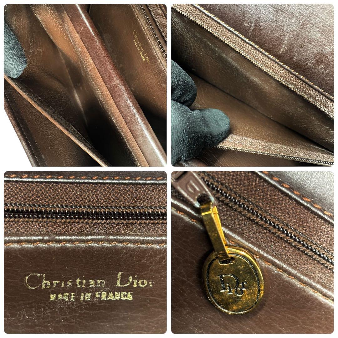 レア クリスチャンディオール ショルダーバッグ レザー ブラウン ゴールド金具