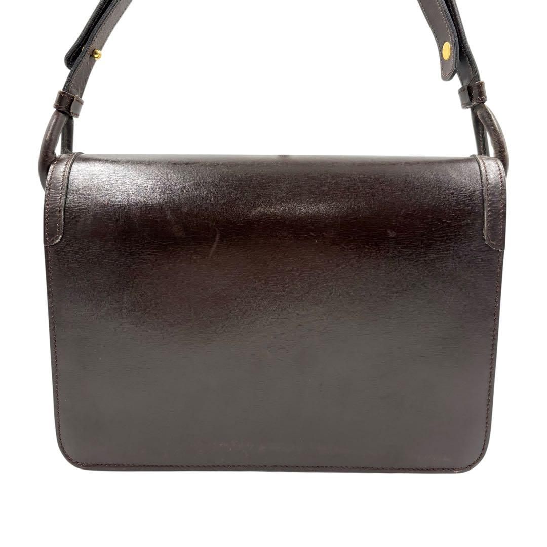 レア クリスチャンディオール ショルダーバッグ レザー ブラウン ゴールド金具