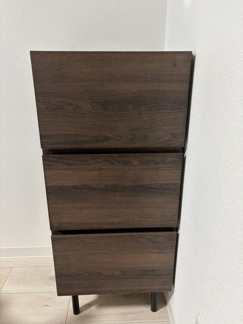 RASIK 脚付きチェスト 大容量 スリム3段 幅40cm ブラウン