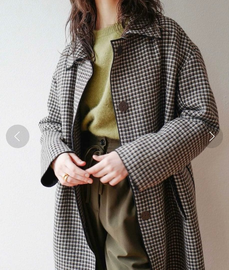 CLANE / クラネ　※最終値下げ※ ミックスチェックステンカラーコート