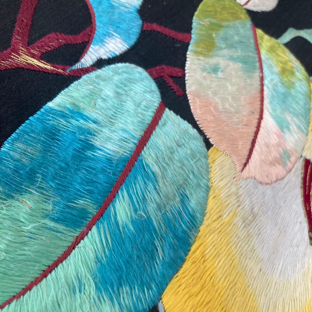 ニコニコ^ ^ アンティーク名古屋帯　椿の刺繍　上質　大正ロNo.7-28