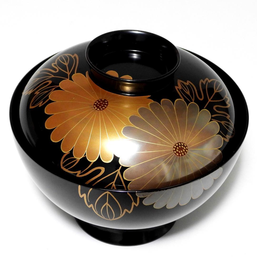 漆器　蒔絵金彩菊花紋 天然木製　蓋付椀　お煮物椀　吸物椀　5客 2セット