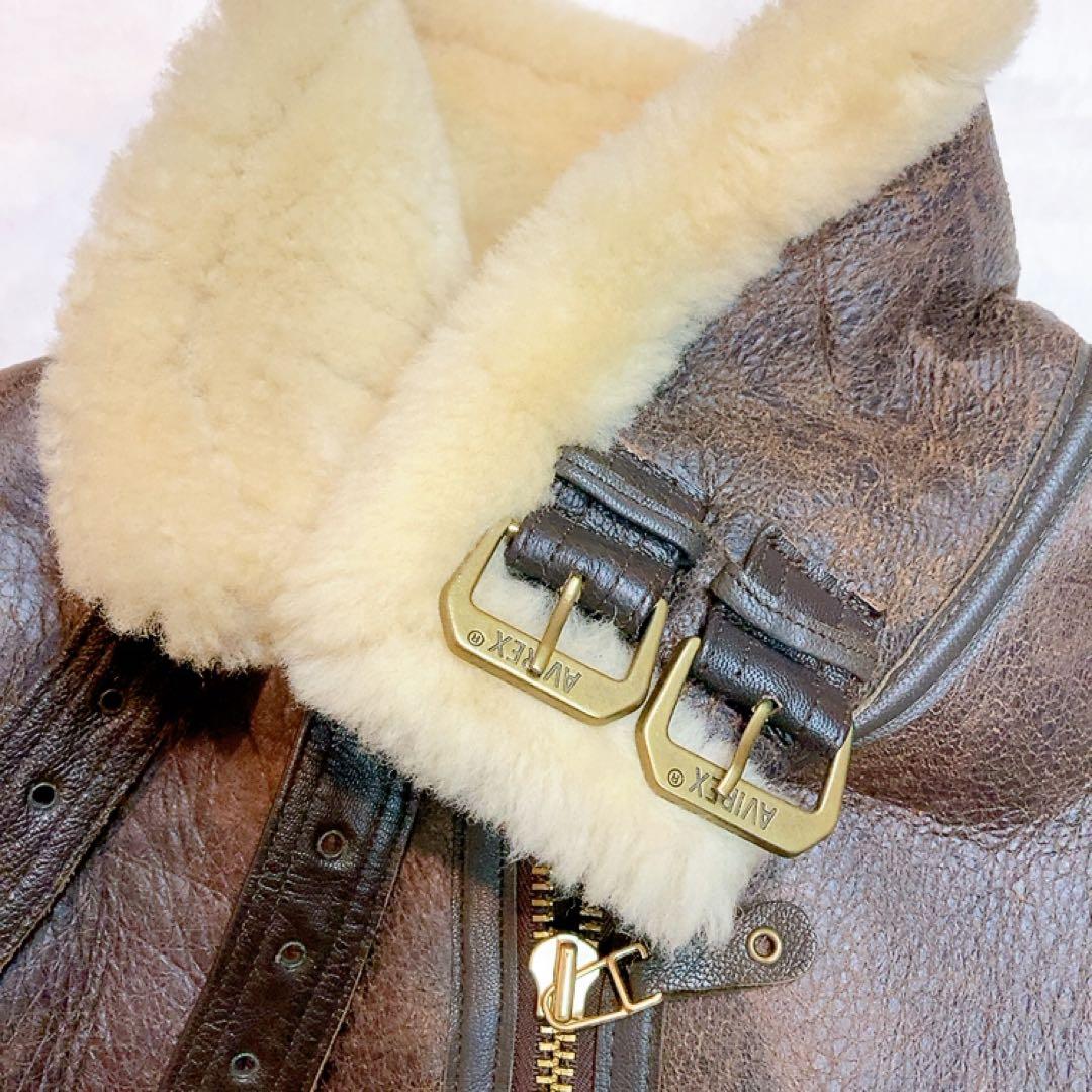 AVIREX B-3 リアルムートン シープスキン L 本革ジャケット