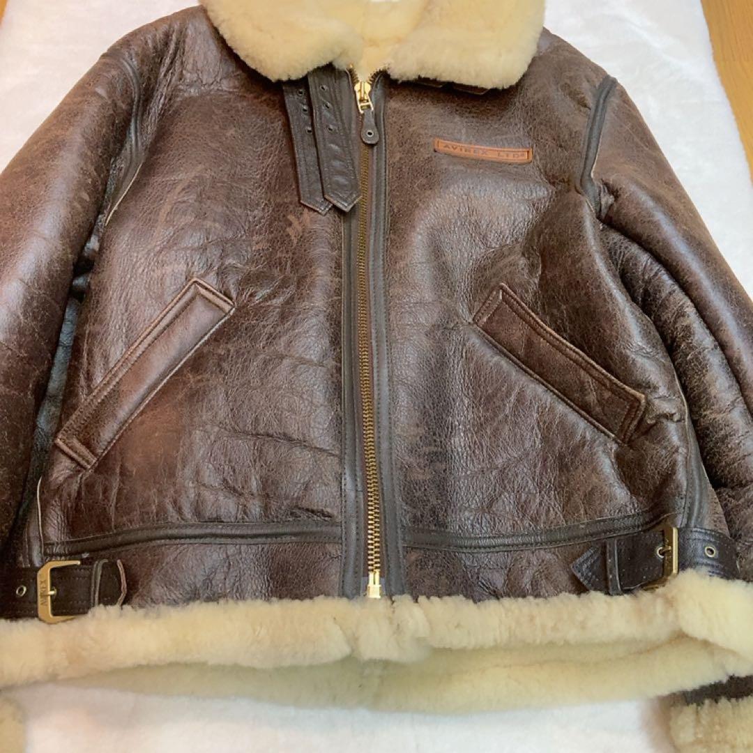 AVIREX B-3 リアルムートン シープスキン L 本革ジャケット