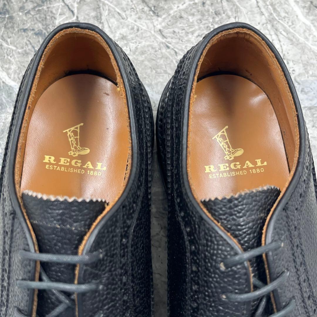 【美品】 リーガル ドレスシューズ 革靴 24.5 ブラック ウィングチップ