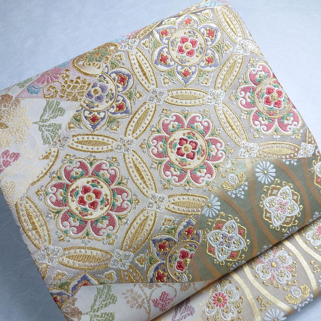 正絹 袋帯 六通柄 田中義織物 鳳翔 七宝 唐草 豪華絢爛 極上 逸品 美品