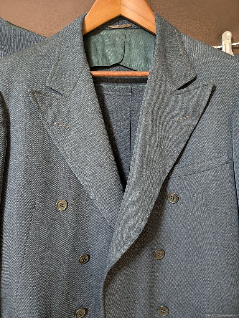 G*f様 1930年代 3ピーススーツ ダブルブレストジャケットティールグリーン