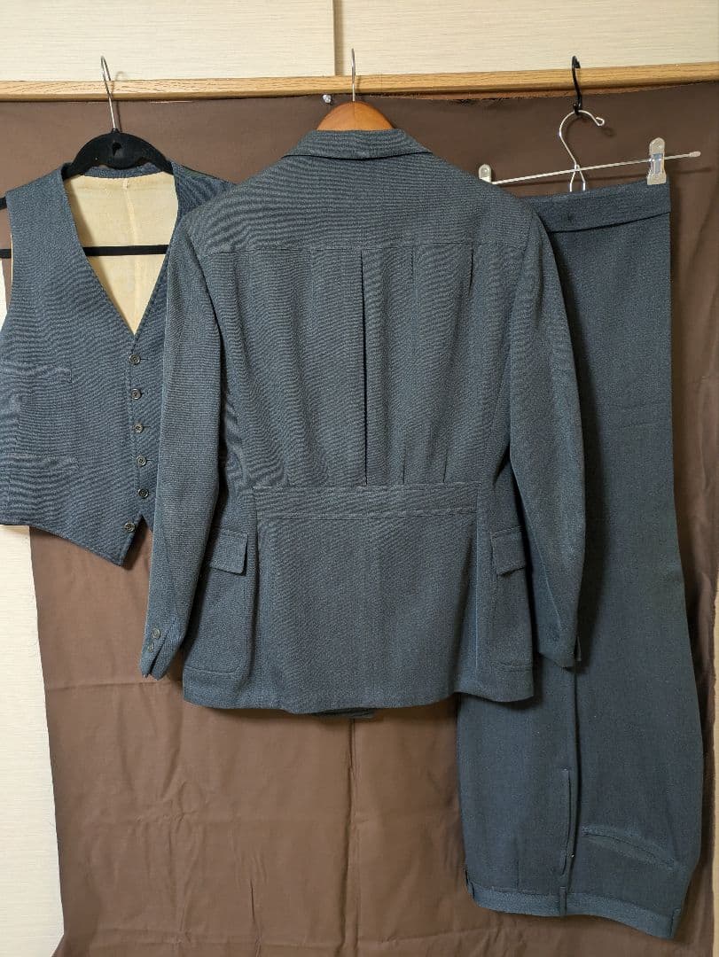 G*f様 1930年代 3ピーススーツ ダブルブレストジャケットティールグリーン