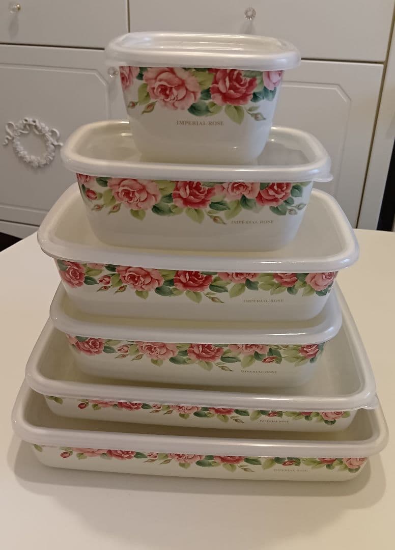 エジリー　インペリアルローズ　ホーロー　保存容器　６個セット　薔薇　ローズ　姫