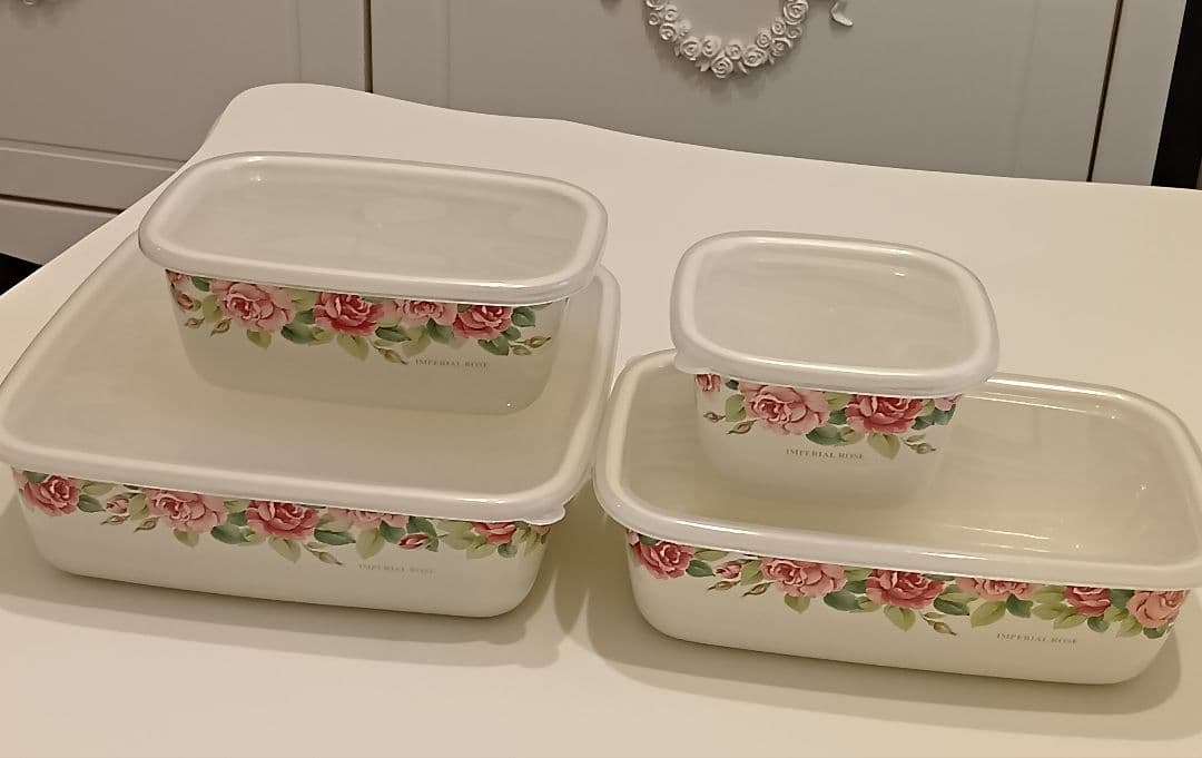 エジリー　インペリアルローズ　ホーロー　保存容器　６個セット　薔薇　ローズ　姫