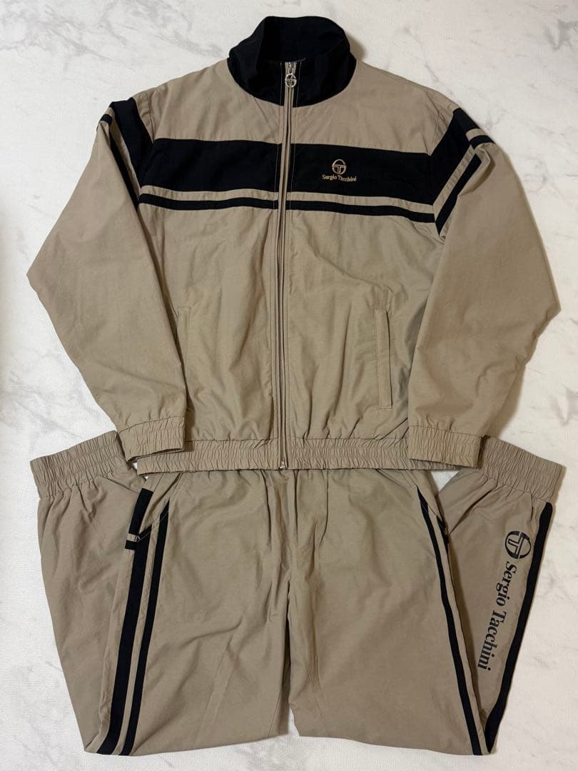 Sergio Tacchini ジャージ セットアップ ベージュ/黒 L M