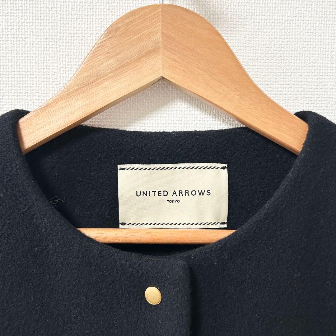 UNITED ARROWS W メタル ノーカラー ショートコート