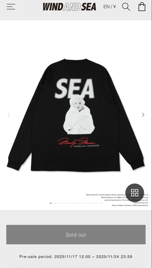 希少、完売商品！MARILYN MONROE x WDS ロンT