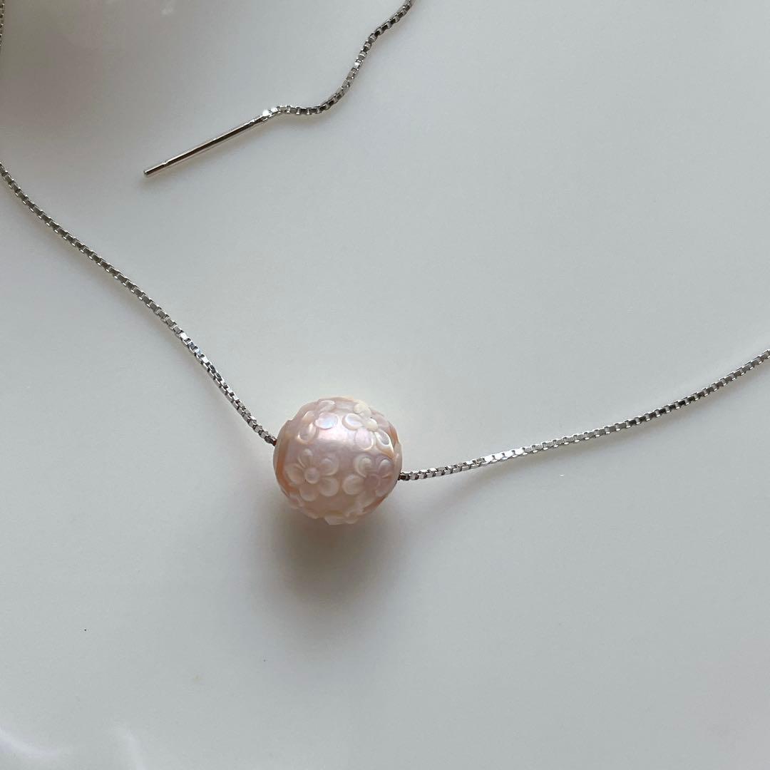 Kaya◆希少✧フラワーカービング あこや真珠ネックレス✧ピンク