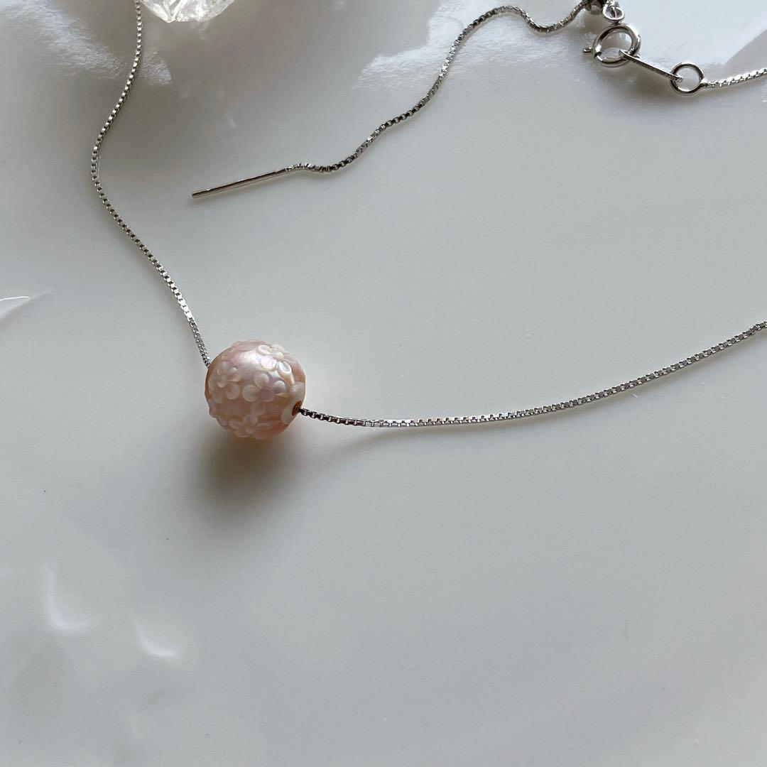 Kaya◆希少✧フラワーカービング あこや真珠ネックレス✧ピンク