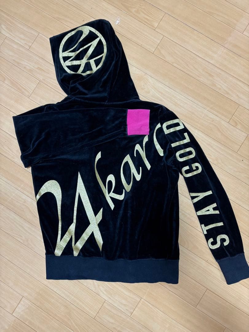 24karats フード付きジャージ 黒 ピンク