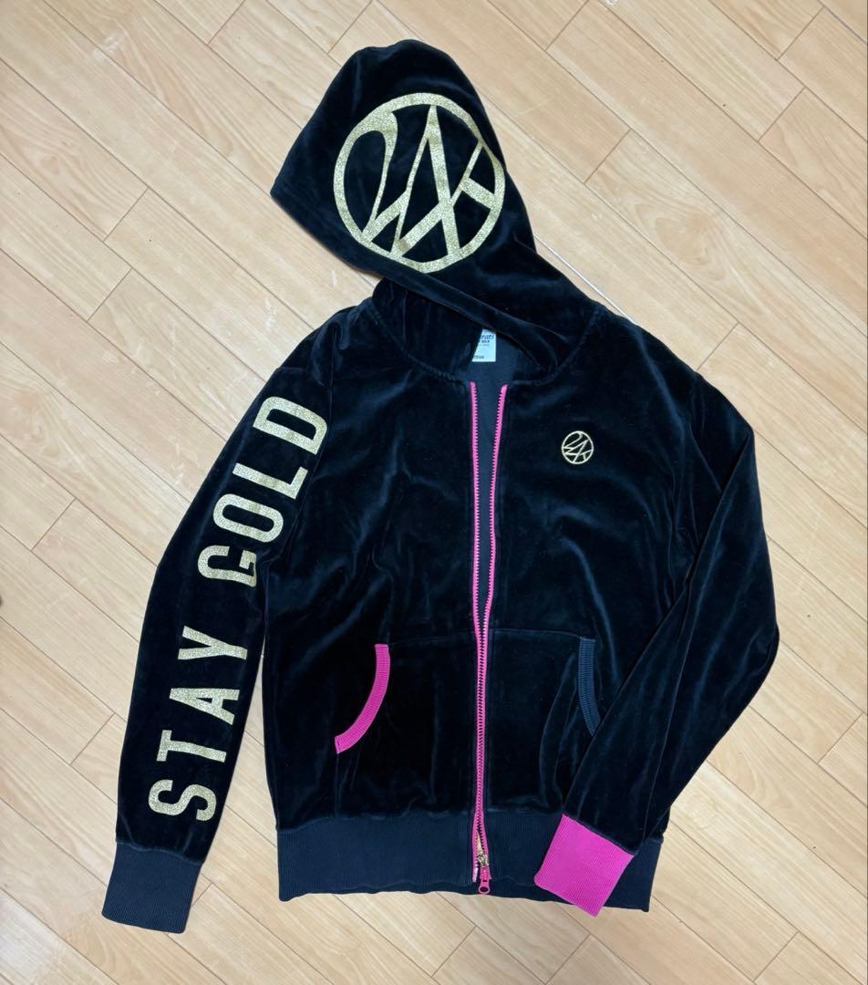 24karats フード付きジャージ 黒 ピンク