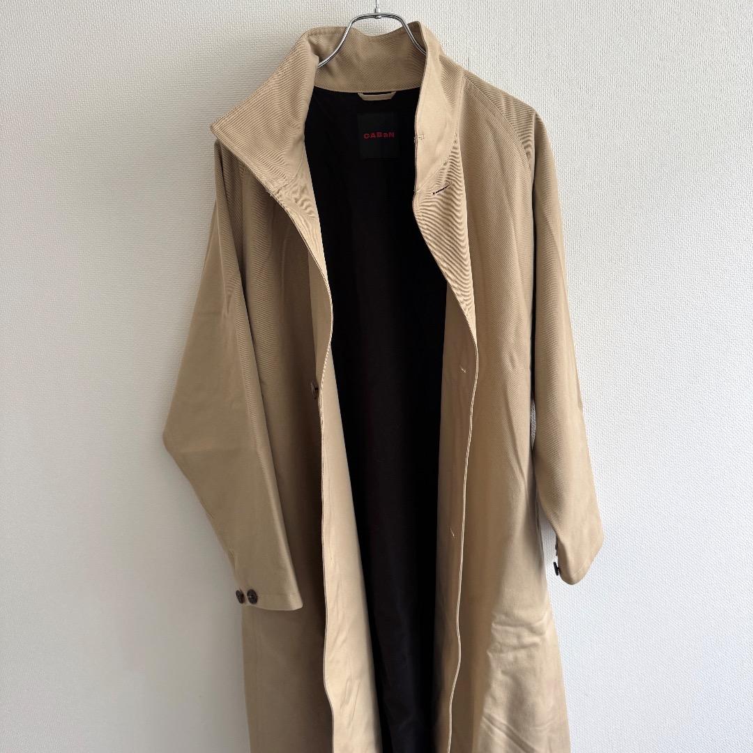 名作 CABaN ウールギャバジンスタンドカラーコート S ロング丈 レディース