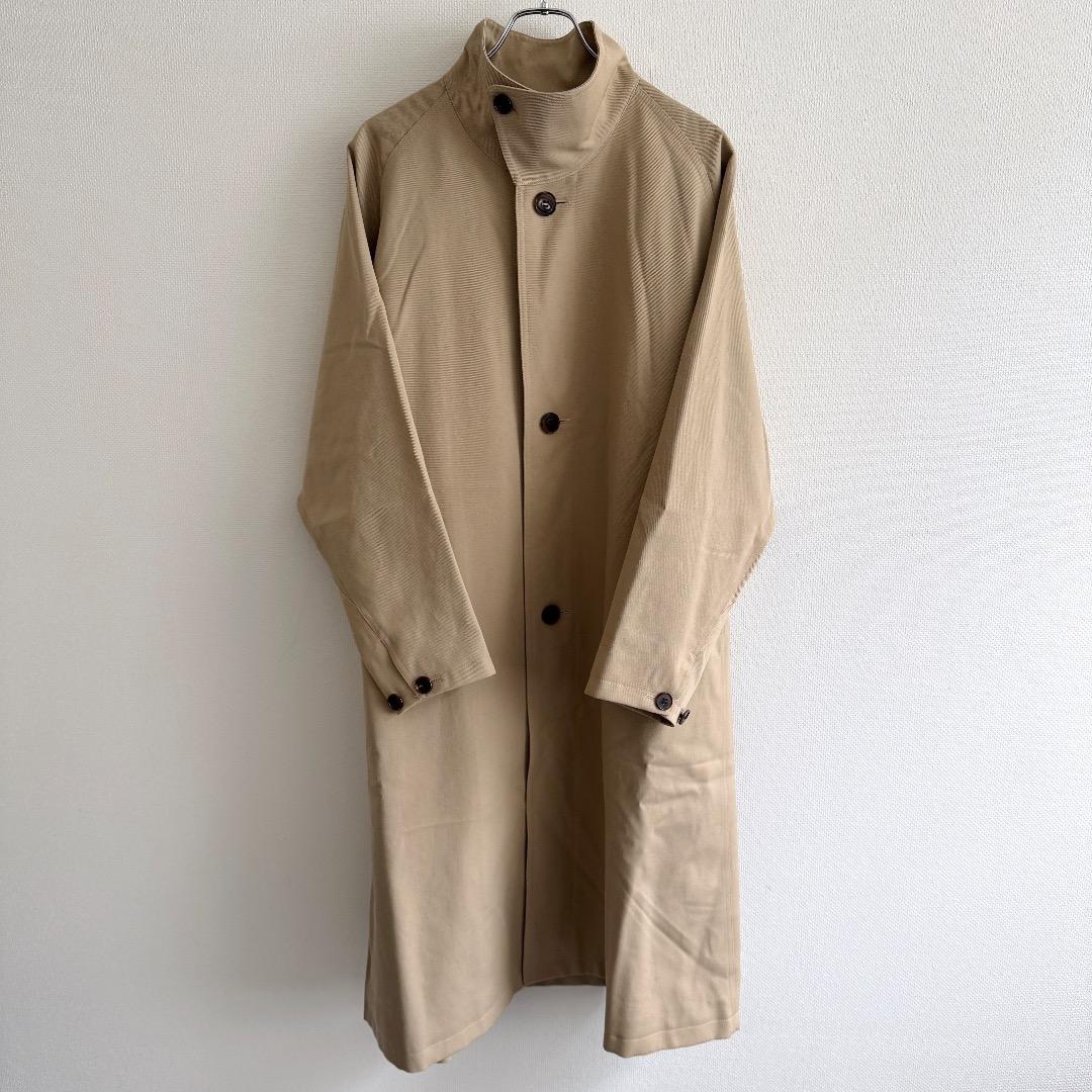 名作 CABaN ウールギャバジンスタンドカラーコート S ロング丈 レディース