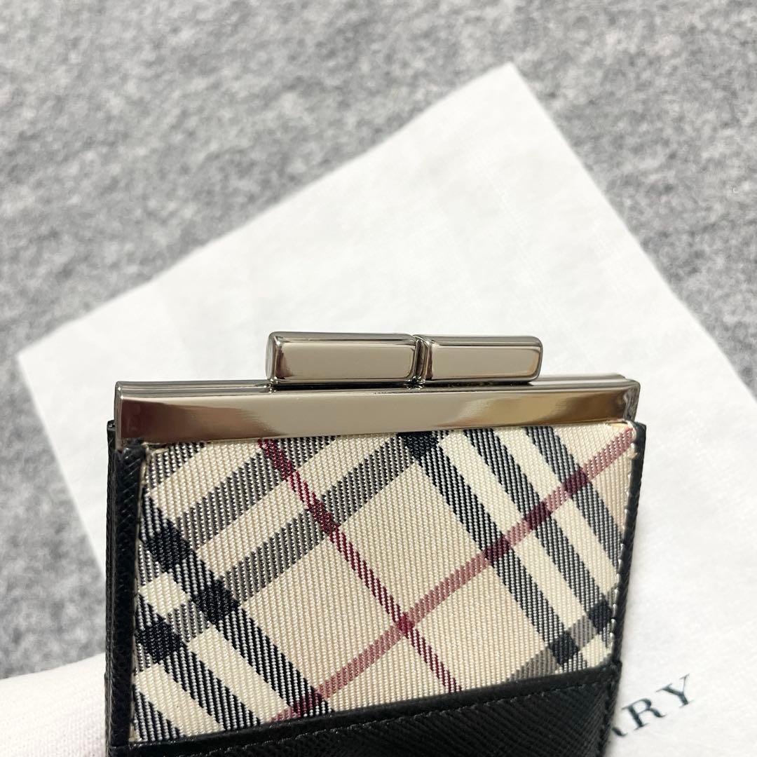 【未使用級】　バーバリー　ケース　小銭入れ　がま口　ノバチェック　ブラック