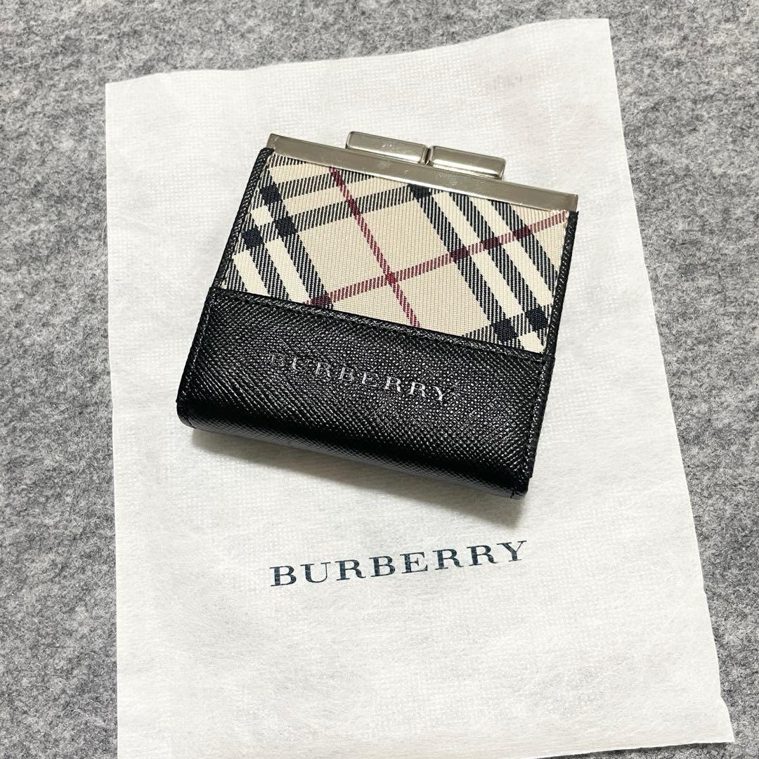【未使用級】　バーバリー　ケース　小銭入れ　がま口　ノバチェック　ブラック