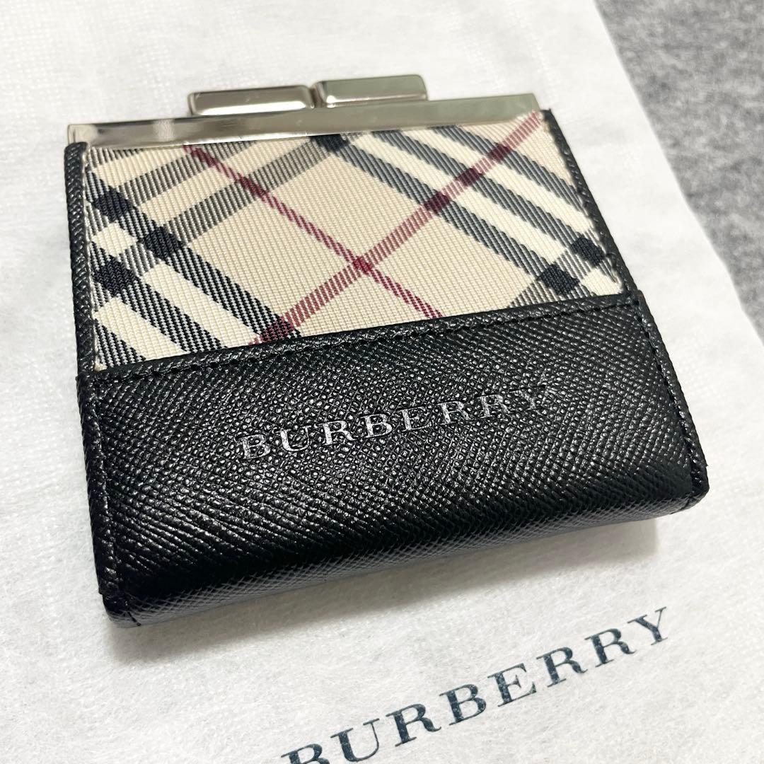 【未使用級】　バーバリー　ケース　小銭入れ　がま口　ノバチェック　ブラック