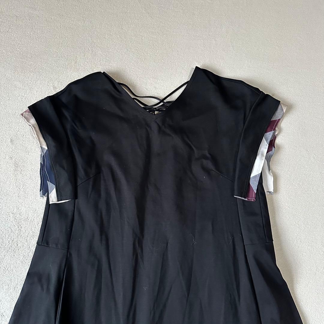 極美品 ブルーレーベルクレストブリッジ 半袖 ロングワンピース CBチェック Ｓ