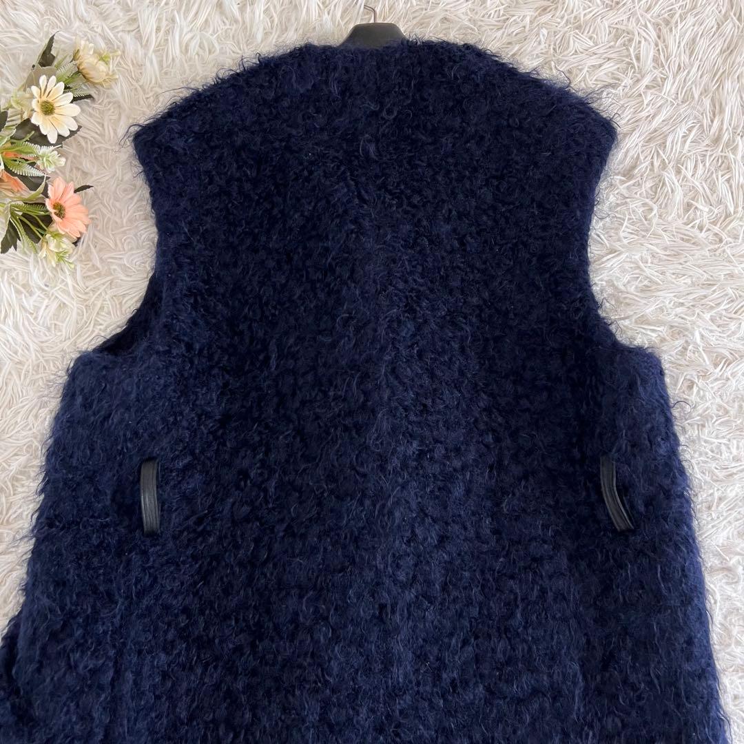 BLAMINK ブラミンク プードル ボア ロング ジレ ネイビー