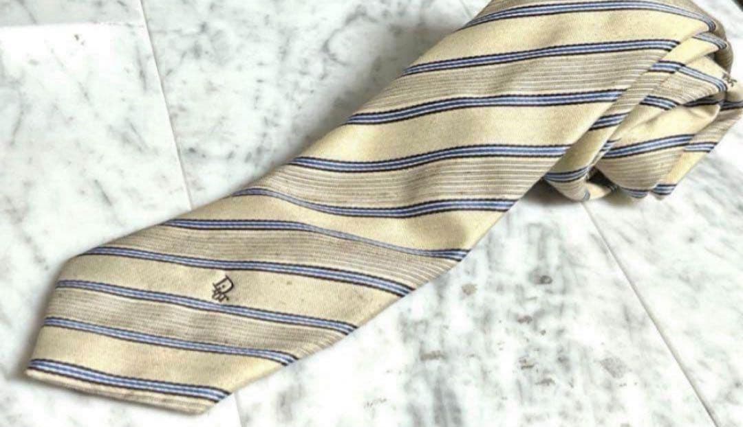 Christian Dior ネクタイ ベージュ系 ストライプ ロゴ柄