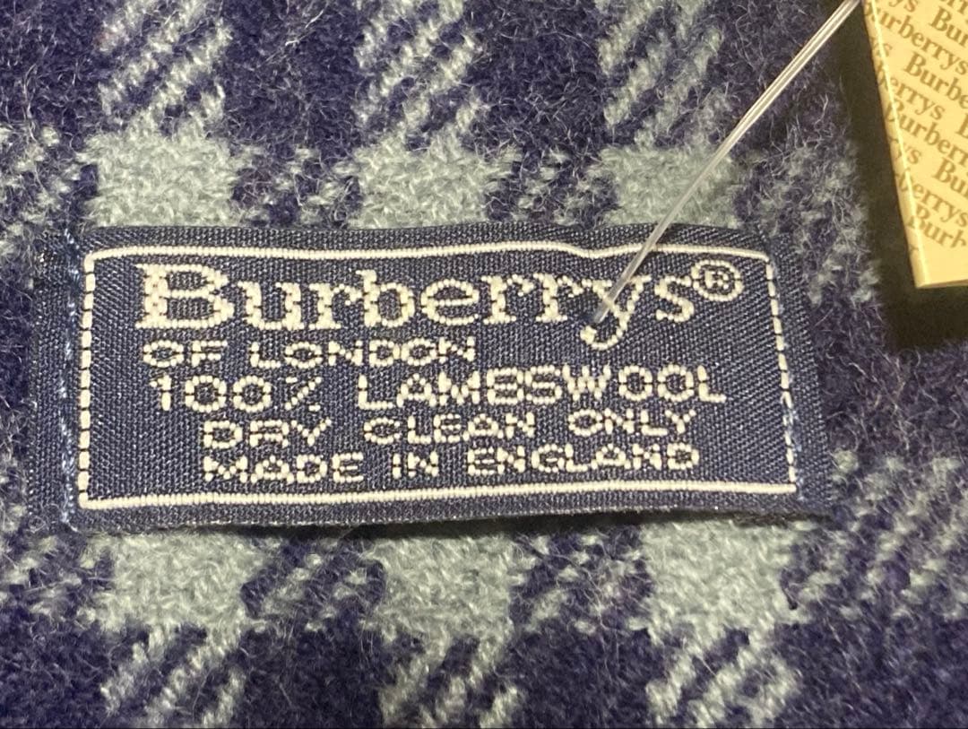 英国製！　BURBERRY ラムウールマフラー ノバチェック　ネイビー　未使用