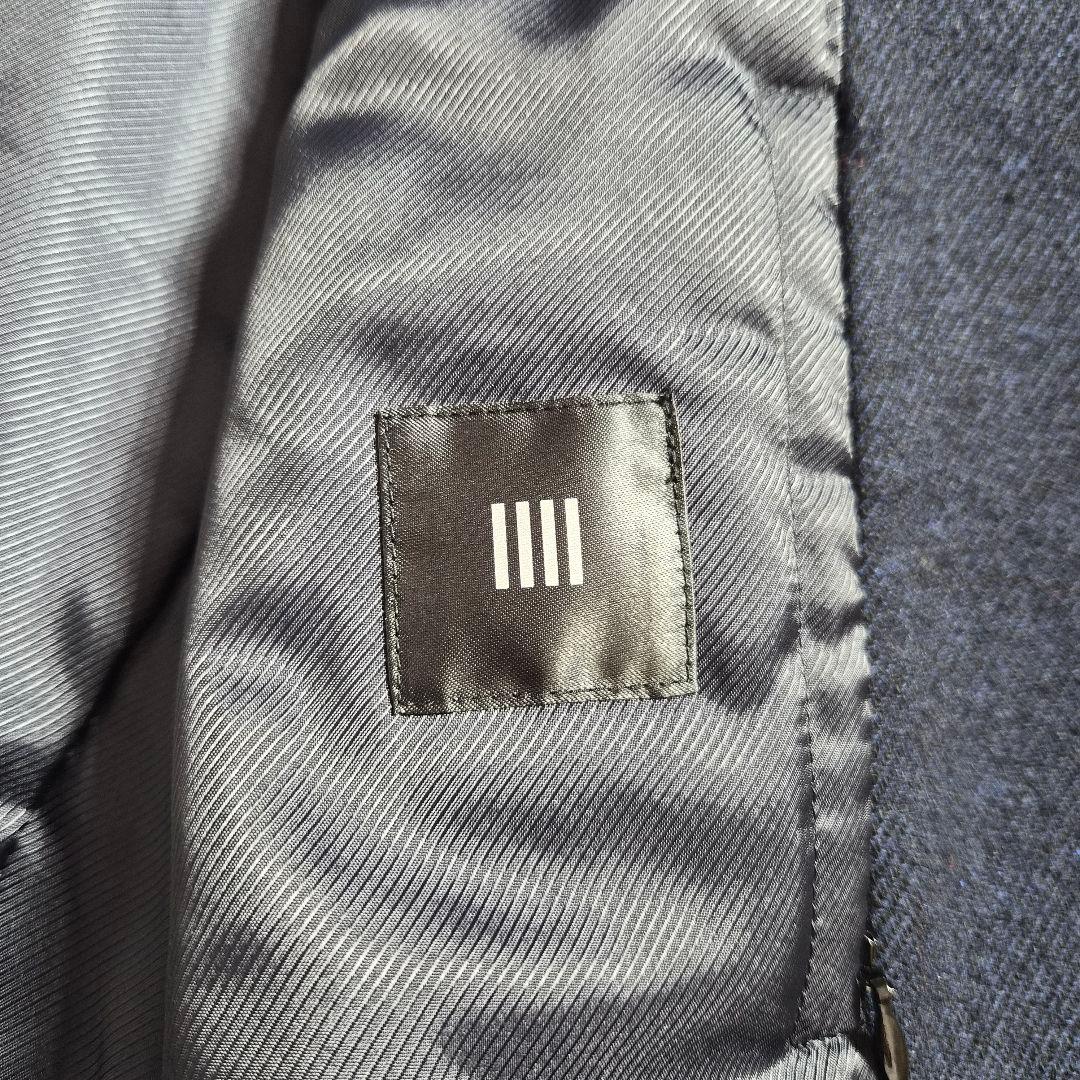 【美品 LL】スーツセレクト 尾州ウール チェスターコート ネイビー