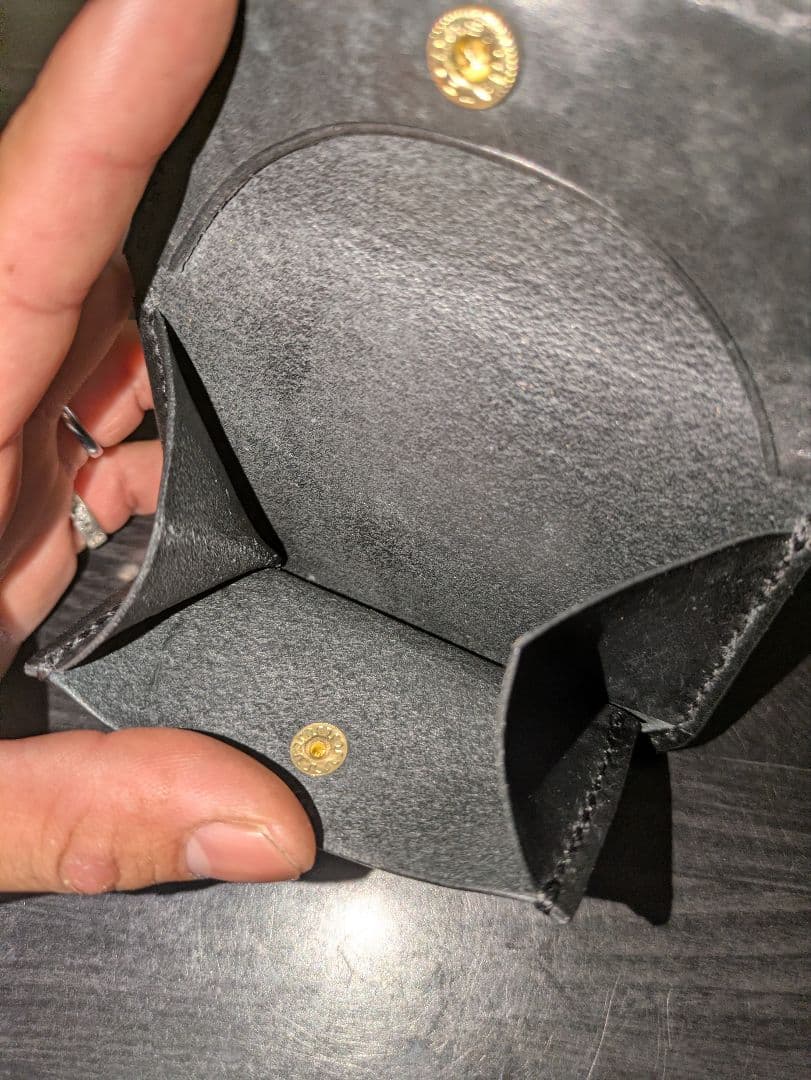 イタリアンレザー マネークリップ式 コンパクトウォレット 総手縫い ハンドメイド