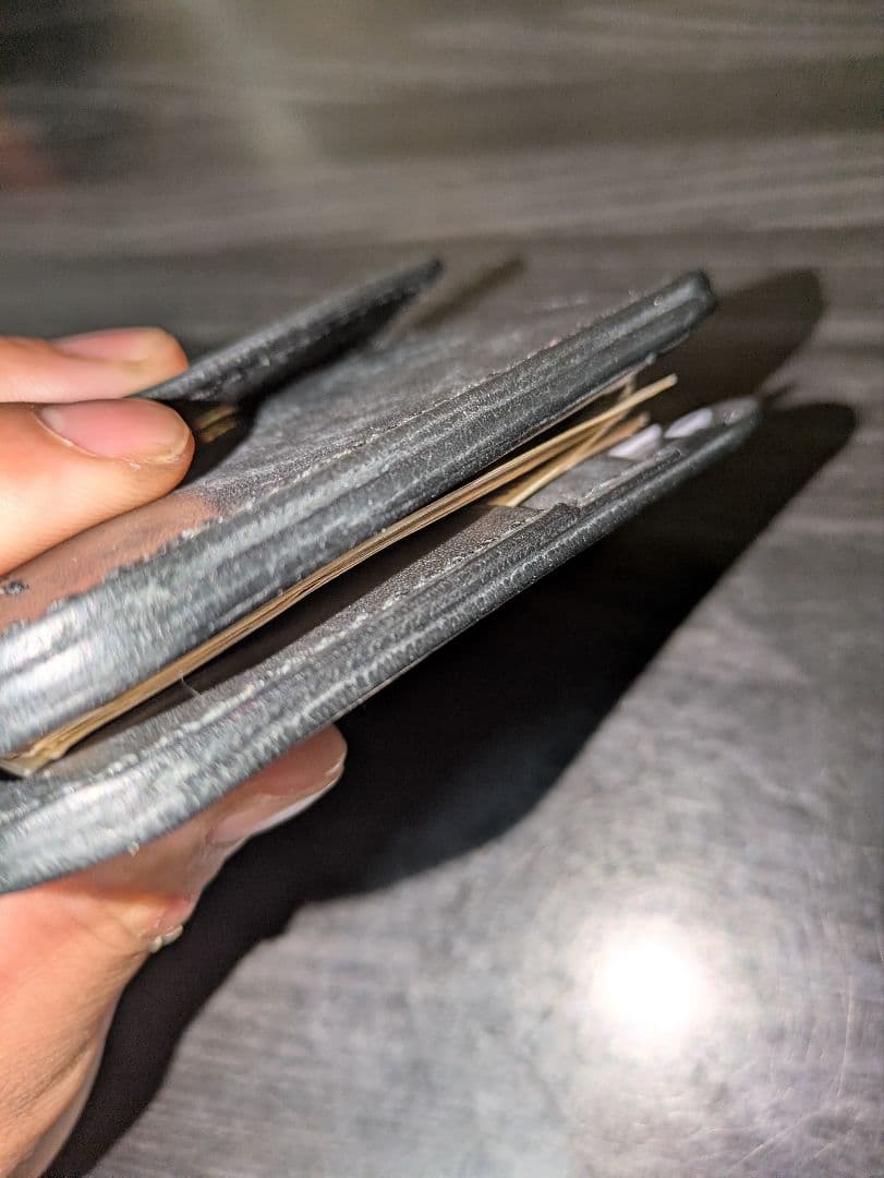 イタリアンレザー マネークリップ式 コンパクトウォレット 総手縫い ハンドメイド