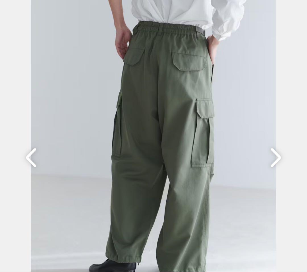 北欧暮らしの道具店　大人のためのきれいめカーゴパンツ　オリーブグリーンLサイズ