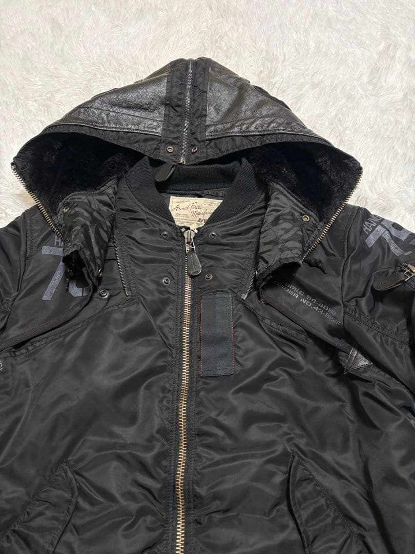 AVIREX MA-1 リモデル マーク2 ブラック XL 美品 フード付