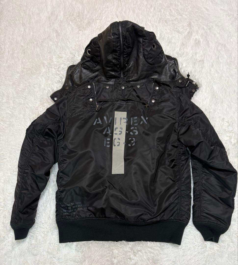 AVIREX MA-1 リモデル マーク2 ブラック XL 美品 フード付