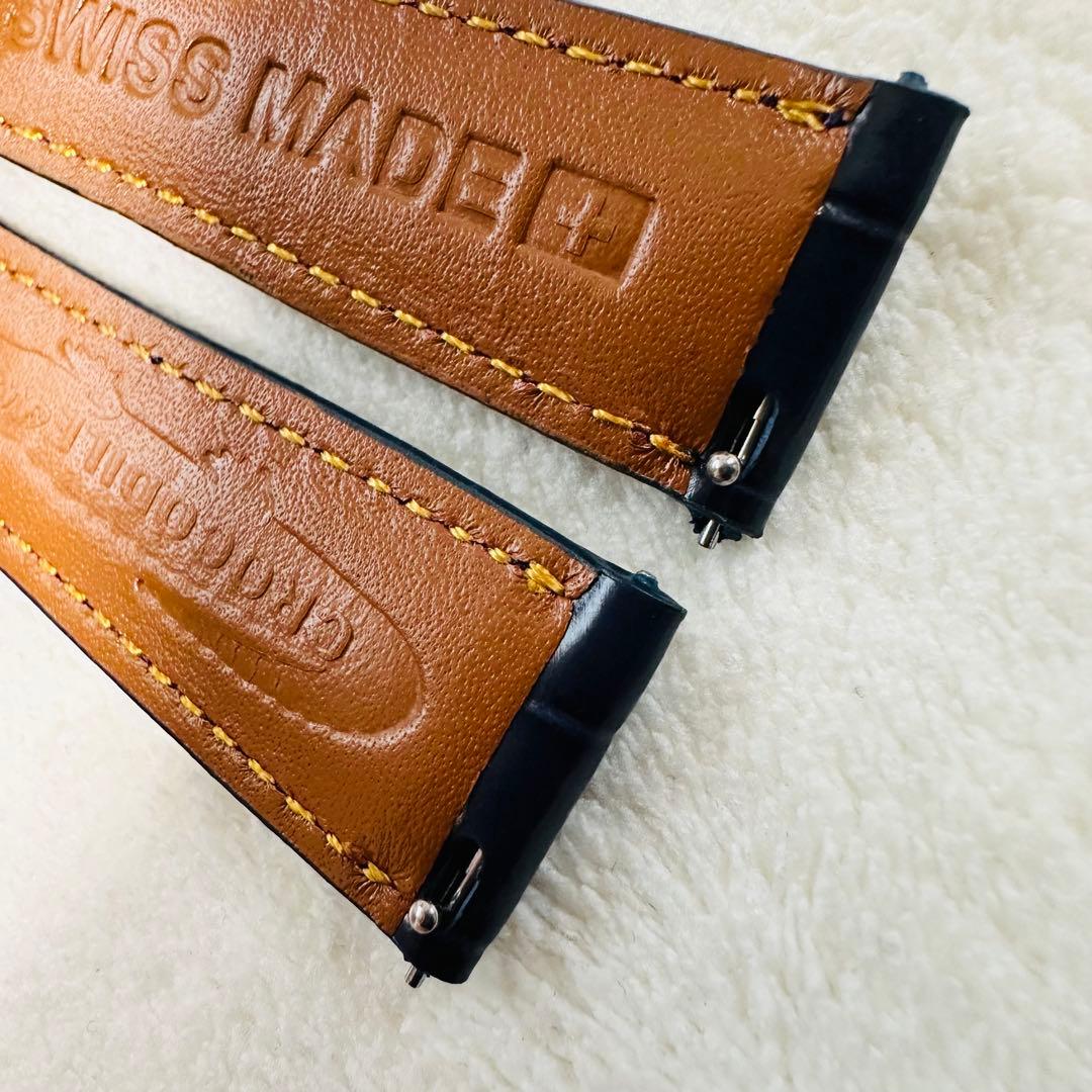 2069#19mm-16mmミッドナイトブルー★本物クロコダイルベルト★スイス製